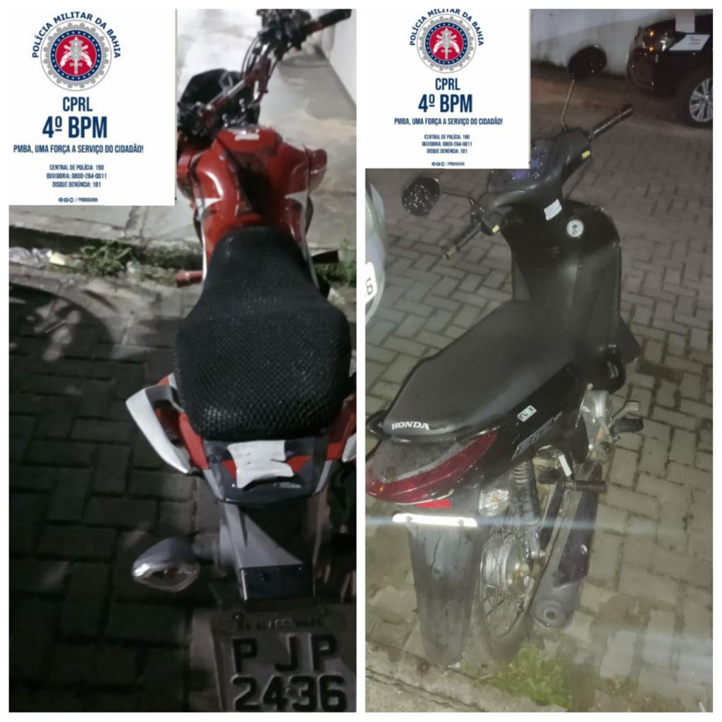 Em Alagoinhas, policiais do Quarto Batalhão recuperam duas motocicletas roubadas